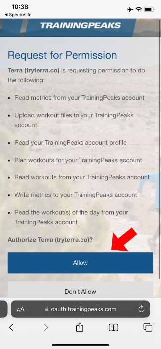 App mit TrainingPeaks verbinden