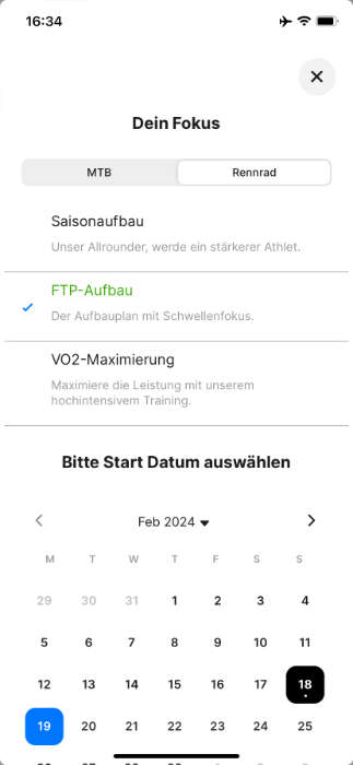 Bitte Startdatum wählen